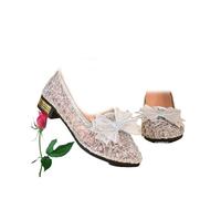 Zapatos planos de ballet de encaje con purpurina para mujer, elegantes zapatos planos de malla Mary Jane con puntera puntiaguda, cómodos, transpirables, sin cordones, zapatos bajos para boda, Silver