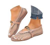 Zapatos planos de ballet de malla para mujer, lisos, modernos, transpirables, con puntera redonda, hebilla de red, estilo Mary Jane, para verano, ligeros, informales, con correa, anchos, para caminar