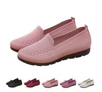 Zapatos planos de ballet de malla, zapatos de ajuste extra ancho para mujer, zapatos planos para mujer del Reino Unido, mocasines ligeros y cómodos, zapatos de malla transpirable para caminar, Pink