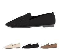 Zapatos planos de ballet de punto puntiagudo para mujer, zapatos de vestir de cuña baja, cómodos, sin cordones, para mujer, zapatos clásicos y suaves para caminar, negocios, conducción casual y boda