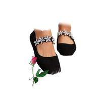 Zapatos planos de ballet Mary Jane para mujer, cómodos, de tacón bajo, para negocios, oficina, para mujer, elegantes y de trabajo, con correa de tobillo con diamantes de imitación en forma de estrella