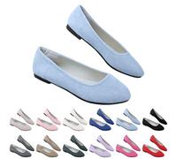 Zapatos planos de ballet para mujer, cómodos y elegantes, planos, sin cordones, clásicos, de un solo color, estilo informal, supersuaves, cómodos, para negocios y ocio, azul claro, 36 EU