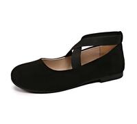 Zapatos planos de ballet para mujer, con correa elástica entrecruzada, tacones de bloque, zapatos planos para mujer, bailarina, correa elástica cruzada, puntera redonda, cómodos zapatos de tacón de