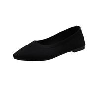 Zapatos planos de ballet para mujer, elegantes, puntiagudos, ligeros, sin cordones, de punto suave, cómodos, zapatos planos de trabajo, tacones bajos, puntera cerrada, Black, 34 EU