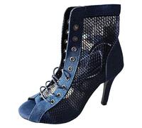 Zapatos planos de ballet para mujer, zapatos de punto sin cordones, puntera redonda, ajuste ancho, zapatos de trabajo, cómodos, zapatos de ballet de malla para mujer, Blue, 7 UK 3X-Narrow