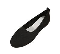 Zapatos planos de ballet para mujer, zapatos planos negros para mujer, a la moda, color sólido, malla transpirable, boca poco profunda, cómodos, planos, informales, sin cordones, zapatos casuales de