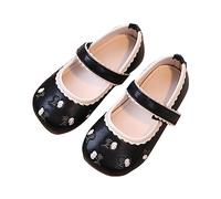 Zapatos planos de ballet para niñas pequeñas y grandes, para bodas, fiestas, para la escuela, zapatos de vestir, Black, 24 EU