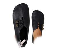 Zapatos planos de cuero suave para mujer, mocasines ortopédicos para mujer, cómodas sandalias planas suaves sin cordones, Negro 2, 3 UK 3X-Narrow