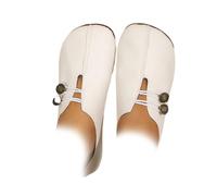 Zapatos planos de cuero suave para mujer, mocasines ortopédicos para mujer, cómodas sandalias planas suaves sin cordones, White, 4.5 UK 3X-Narrow