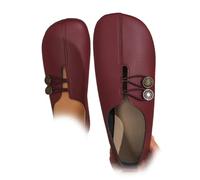 Zapatos planos de cuero suave para mujer, mocasines ortopédicos para mujer, cómodas sandalias planas suaves sin cordones, Red, 6 UK 3X-Narrow