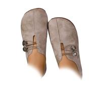 Zapatos planos de cuero suave para mujer, mocasines ortopédicos para mujer, cómodas sandalias planas suaves sin cordones, marrón claro, 4.5 UK 3X-Narrow