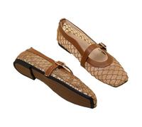 Zapatos Planos de Malla Mary Jane de Mujeres con una cómoda Correa de Hebilla, Zapatillas de Ballet de Punta Cuadrada, acogedoras Zapatillas de Bailarina de fordnet de Oficina Casual
