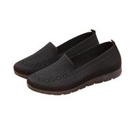 Zapatos planos de malla transpirable para mujer, ligeros, antideslizantes, informales, para caminar, boca poco profunda, cómodos, mocasines de malla transpirable para caminar y correr, Black, 37.5 EU