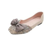 Zapatos Planos De Mujer Estilo Ligero Encaje Plano,Zapatos De Mujer Negro Mocasines,Boca Suave Arco Individual Zapatos Diarios De Gran Tamaño,Zapatos De Ballet, beige, 40 EU
