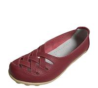 Zapatos Planos de Mujer, Mocasines de Talla Grande 35-44, Zapatos Planos Huecos para Mujer, Zapatos de Cuero Genuino para Mujer, Mocasines Informales para Mujer,C,44 EU
