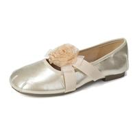 Zapatos planos de mujer tipo Mary Jane en tallas grandes con cordones y detalle de flor estilo francés de hadas de piel con punta redonda estilo ballet zapatos de salón antideslizantes y cómodos