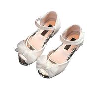 Zapatos planos de noche para niña, zapatos planos Mary Jane para niñas y bebés, suela de goma, zapatos planos para fiesta con lazo, zapatos escolares, beige, 28 EU