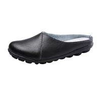 Zapatos planos de piel para mujer, zapatos de interior, antideslizantes, anchos, grandes, ligeros, transpirables, cómodos, antideslizantes, para el trabajo, ocio, viajes, uso diario, Negro , 35 EU