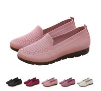 Zapatos planos de punto para mujer, ajuste extra ancho, ligeros, cómodos, zapatos para mujer, zapatos sin cordones, zapatos para caminar, zapatillas de punta redonda, informales, malla transpirable