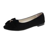 Zapatos planos elegantes para mujer, con puntera puntiaguda, cómodos, con lazo, de punto de ballet, plegables, para boda, cómodos y ligeros, mocasines de oficina bajos, Black, 39 EU