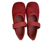 Zapatos planos Jane Ballet para mujer, estampado de leopardo, soporte de arco, ancho ajustable, hebilla de metal, mocasines de espuma viscoelástica, cómodos, suelas, zapatos de mujer, rojo, 37 EU
