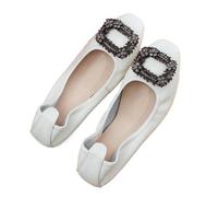 Zapatos Planos Mujer Bailarinas for Mujer, Zapatos Planos Plegables Suaves sin Cordones for, Bailarinas de Lujo for Baile graduación, Fiesta Boda(White,39 EU)