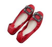 Zapatos Planos Mujer Bailarinas for Mujer, Zapatos Planos Plegables Suaves sin Cordones for, Bailarinas de Lujo for Baile graduación, Fiesta Boda(Red,39 EU)