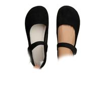 Zapatos planos ortopédicos Mary Jane para mujer, zapatos planos de ballet para mujer, de ante sintético, casuales, ajustables, puntera redonda, cómodos mocasines sin cordones, negro a, 0 UK