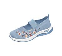 Zapatos planos para mujer, color negro, elegantes, zapatillas blancas, ortopédicas, informales, cómodas, con suela suave, zapatos ligeros para mujer, elegantes y cómodos, zapatos de exterior, azul