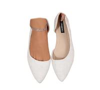 Zapatos planos para mujer con corte lateral, zapatos de trabajo cómodos de gamuza retro, Blanco, 39 EU
