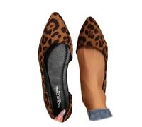 Zapatos planos para mujer con corte lateral, zapatos de trabajo cómodos de gamuza retro, Con estampado de leopardo., 40 EU