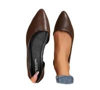 Zapatos planos para mujer con corte lateral, zapatos de trabajo cómodos de gamuza retro, marrón claro, 38 EU