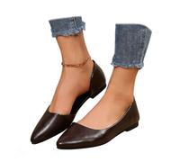 Zapatos planos para mujer con corte lateral, zapatos de trabajo cómodos de gamuza retro, marrón oscuro, 39 EU