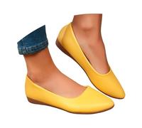 Zapatos planos para mujer, de piel sintética, antideslizantes, para negocios, oficina, bailarinas, elegantes, cómodas, bodas, veladas, fiestas, novias, zapatos de tacón, amarillo, 40 EU