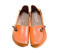 Zapatos planos para mujer, elegantes, de piel, suela plana, para el tiempo libre, para caminar, antideslizantes, elegantes, zapatos de baile, cómodos, para el día a día y el tiempo libre, naranja, 39