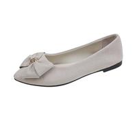 Zapatos planos para mujer elegantes en punta, bailarinas cómodas zapatos planos de noche con lazo, zapatos de novia ligeros transpirables clásicos versátiles para bodas y fiestas, beige, 36 EU