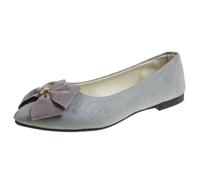 Zapatos planos para mujer elegantes en punta, bailarinas cómodas zapatos planos de noche con lazo, zapatos de novia ligeros transpirables clásicos versátiles para bodas y fiestas, gris, 36 EU