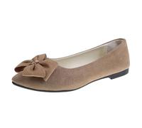 Zapatos planos para mujer, elegantes, puntiagudos, cómodos, con lazo, de punto de ballet, plegables, para boda, cómodos y ligeros, para oficina, bajos, Khaki, 38 EU