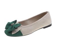 Zapatos planos para mujer, primavera verano y otoño, ligeros, de ante redondo, punta plana, con arco suave, para citas, citas, tallas grandes, zapatos planos o para mujer, verde, 39 EU