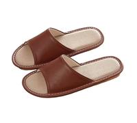 Zapatos planos para mujer -Zapatillas para el suelo interior y dormitorio, silenciosas, transpirables, absorbentes de sudor, hechas de lino de algodón, piel de vaca, zapatillas casuales para hombres y