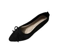 Zapatos Planos para Mujeres Casual Para Ponerse Con Lazo De Mariposa Tejido Fly Bailarinas Cómodo Malla De Punto De Caminar Bailarina Transpirable Clásicos Mocasines, Negro , 37 EU