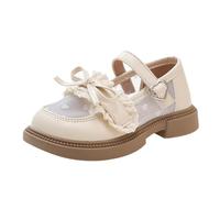 Zapatos planos para niñas Mary Jane con hebilla y fondo suave y lindo, zapatos de noche, zapatos de novia, mocasines antideslizantes de un solo color, elegantes, para cumpleaños, fiestas, beige, 33 EU