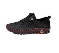 Zapatos planos retro ahuecados para mujer con suela suave para caminar diario casual y viajes de verano, Black, 38.5 EU