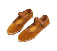 Zapatos Planos Retro for Mujer, Informales, con Hebilla y Correa, de Punta Redonda Lisa, Bajos y Suaves.(Khaki,42EU)