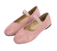 Zapatos planos retro Mary Jane para mujer, de ante sintético suave, con correa elástica, ideales para la escuela, compras y paseos diarios, Pink, 37 EU