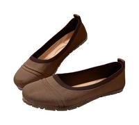 Zapatos planos sin cordones para caminar para mujer, malla de punto transpirable, puntera cerrada, ligeros, casuales, de boca poco profunda, para exteriores, antideslizantes, retro, fascitis plantar