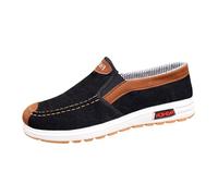 Zapatos planos sin cordones para hombre, de ajuste ancho, parte superior de gamuza, parte superior baja, zapatos de boca poco profunda, zapatos antideslizantes para caminar al aire libre, zapatos