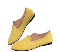 Zapatos planos sin cordones para mujer, puntera puntiaguda, textil, casual, para caminar, para otoño, ancho medio, patrón liso, vestido de invierno para mujer, cómodo y diario, Amarillo, 37.5 EU
