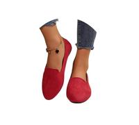 Zapatos planos sin cordones para mujer, puntera puntiaguda, textil, casual, para caminar, para otoño, ancho medio, patrón liso, vestido de invierno para mujer, cómodo y diario, Red, 37 EU