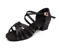 Zapatos Profesionales de Baile Latino para Mujer, Tacones Bajos de 1.3 Pulgadas para niñas, Zapatos de Baile Latino, Chacha, Salsa, Jazz, Baile, para Principiantes, Juego de práctica Negro 40 EU